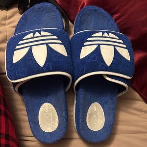 Gucci Blue and White Sandals